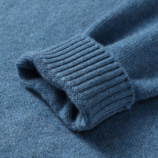 COMOBOCA 100% Cashmere Men's Ribbed Mock Neck Sweater