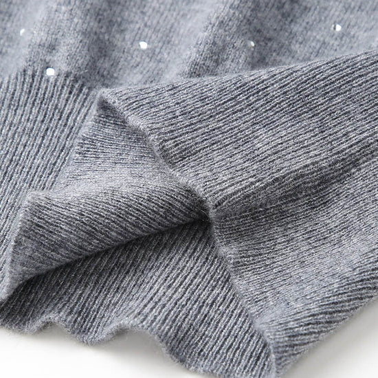 COMOBOCA 100% Cashmere Women's Sweater with Crystal Embellishments