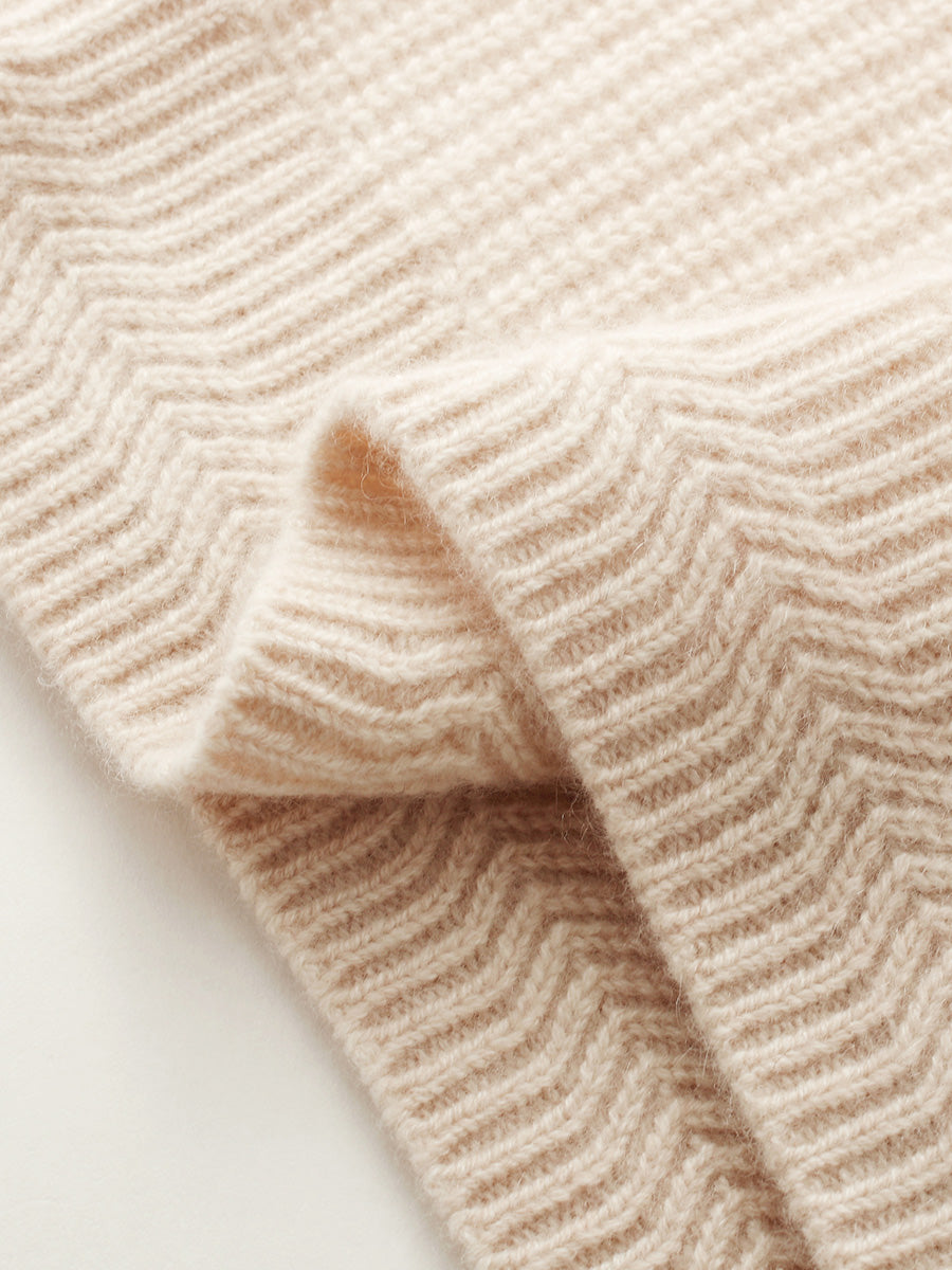 COMOBOCA 100% Cashmere Women's Ribbed Round Neck Sweater