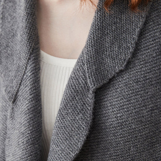 COMOBOCA 100% Wool Women's Loose Knit Blazer Coat