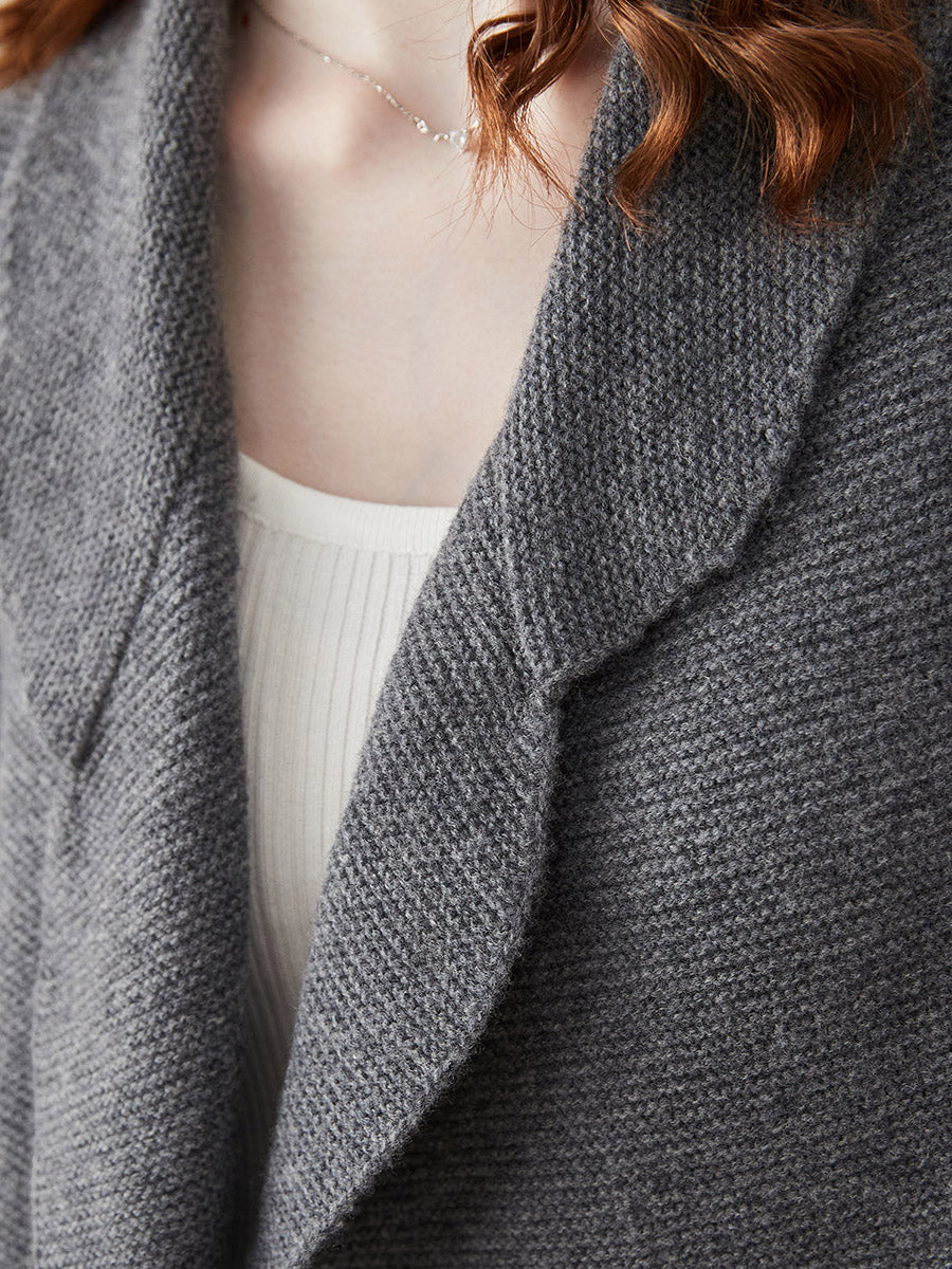 COMOBOCA 100% Wool Women's Loose Knit Blazer Coat