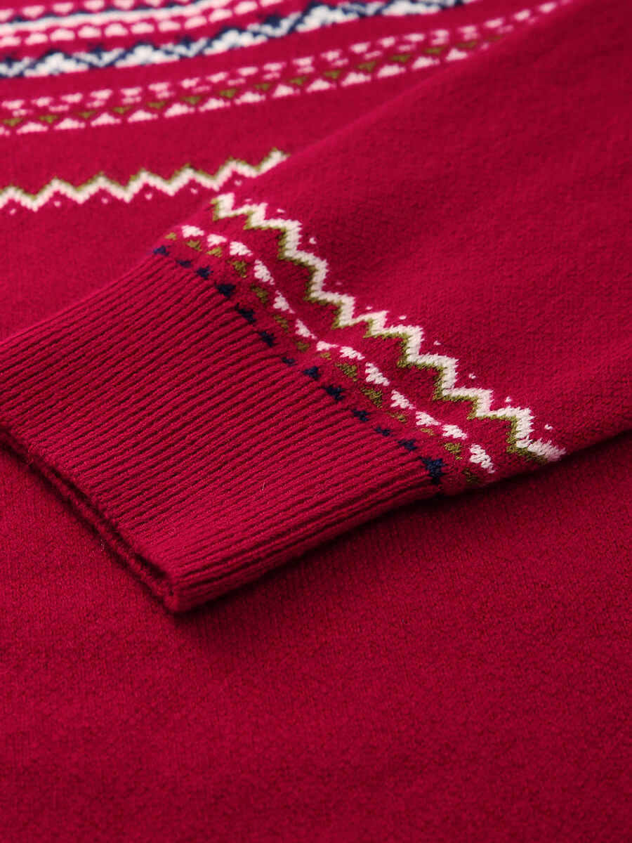 COMOBOCA 100% Wool Women's Fair Isle Sweater