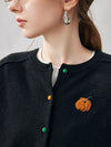 COMOBOCA 100% Cashmere Women's Pumpkin Embroidery Knit Cardigan