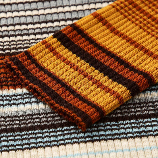 COMOBOCA 100% Wool Women's Multicolor Striped Knit Sweater