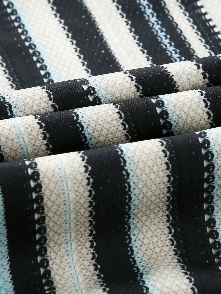 COMOBOCA Women's Striped Woven Ribbed T-Shirt