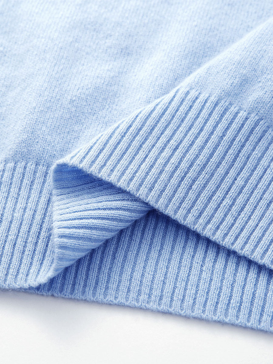 COMOBOCA 100% Cashmere Women's Contrast Trim Button Front Sweater