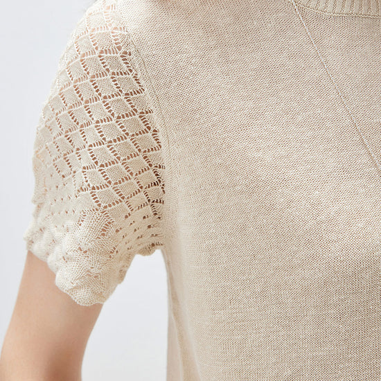 COMOBOCA Women's Lace Trim Knit T-Shirt