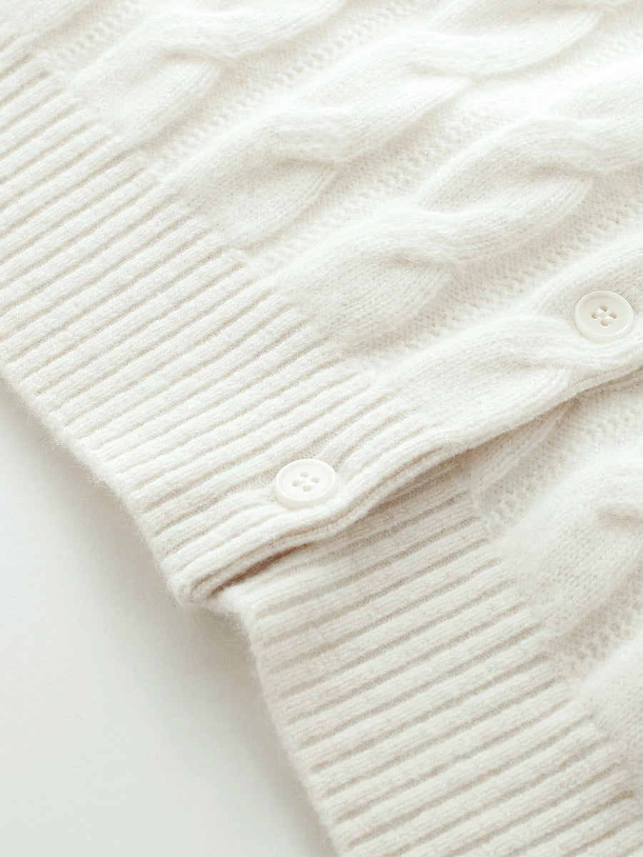 COMOBOCA 100% Cashmere Women's Cable Knit Cardigan