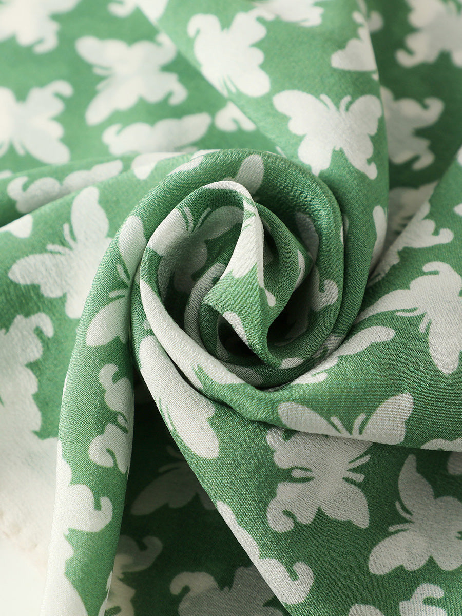 COMOBOCA 100% Mulberry Silk Women's Butterfly Print Scarf