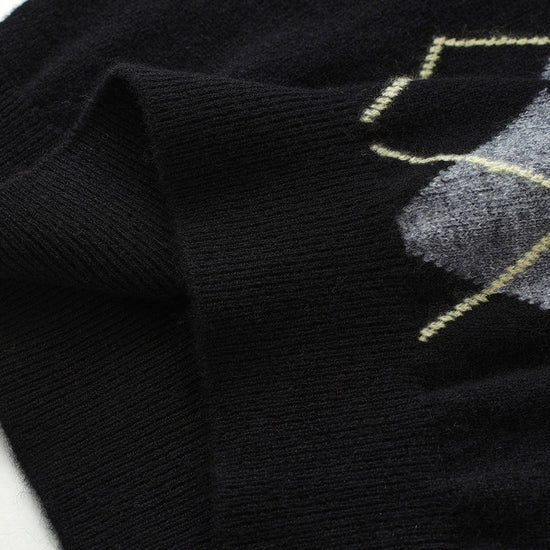 COMOBOCA 100% Wool Kids' Argyle Pattern Round Neck Sweater