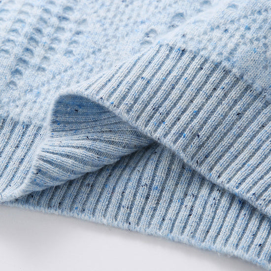 COMOBOCA 100% Cashmere Women's Openwork Knit Round Neck Sweater