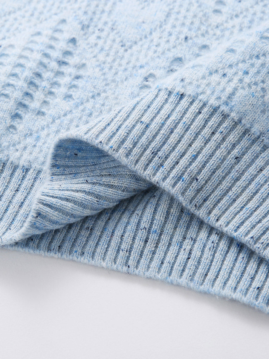 COMOBOCA 100% Cashmere Women's Openwork Knit Round Neck Sweater