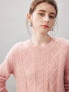 COMOBOCA 100% Cashmere Women's Cable Round Neck Knit Sweater