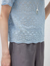 COMOBOCA Women's Sheer Floral Lace Knit T-Shirt