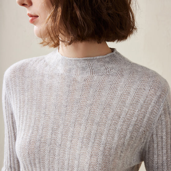 COMOBOCA Women's Ribbed Mock Neck Knit Sweater