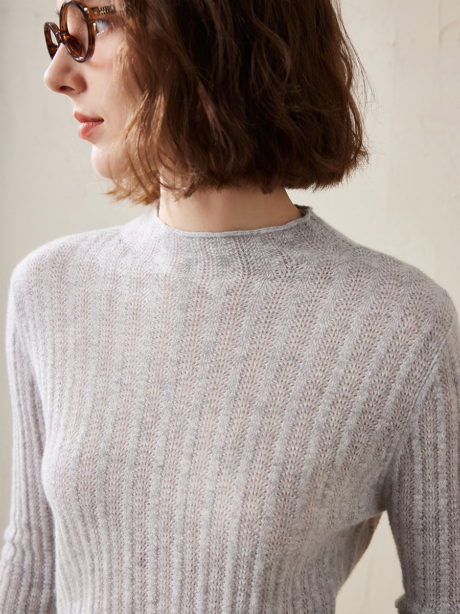 COMOBOCA Women's Ribbed Mock Neck Knit Sweater