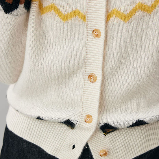 COMOBOCA 100% Cashmere Women's Fair Isle Button Down Cardigan
