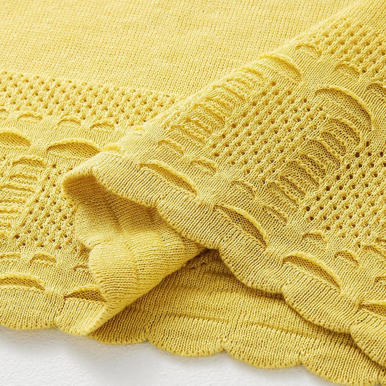COMOBOCA Women's Scalloped Lace Trim Knit T-Shirt