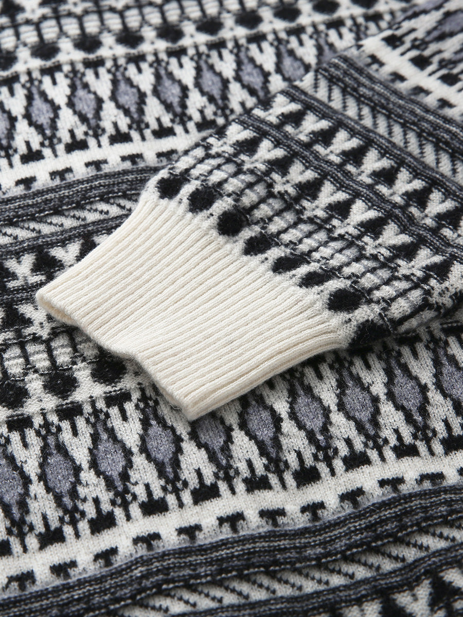 COMOBOCA 100% Cashmere Women's Fair Isle Double Zip Hoodie