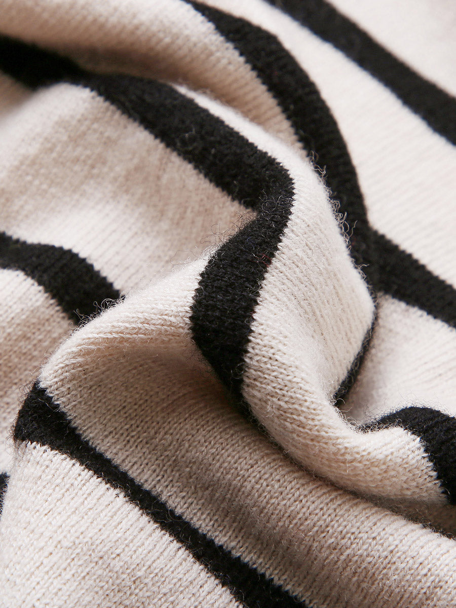 COMOBOCA 100% Wool Kids' Striped Collar Sweater