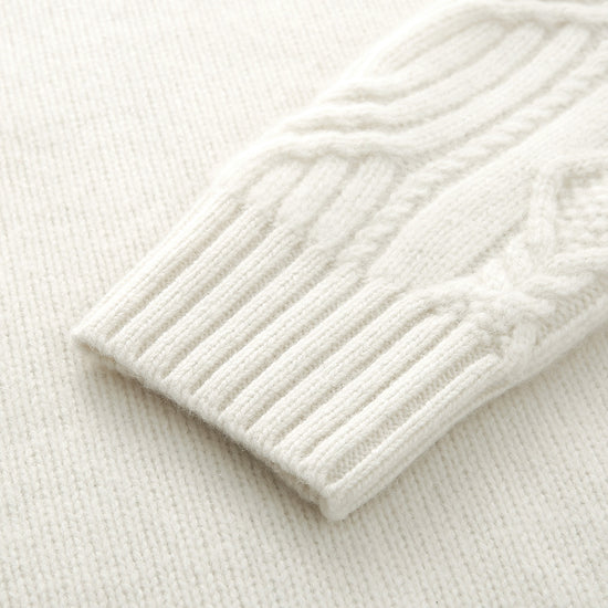 COMOBOCA 100% Cashmere Women's Cable Knit Zip Up Cardigan