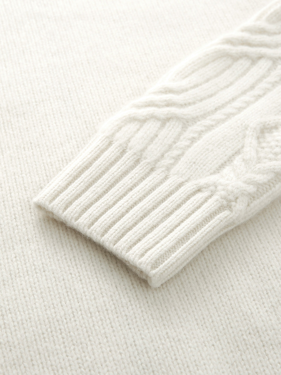 COMOBOCA 100% Cashmere Women's Cable Knit Zip Up Cardigan