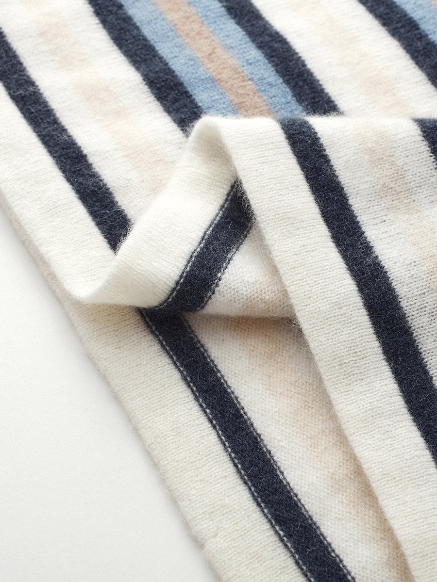 COMOBOCA 100% Cashmere Women's Striped Knit Sweater