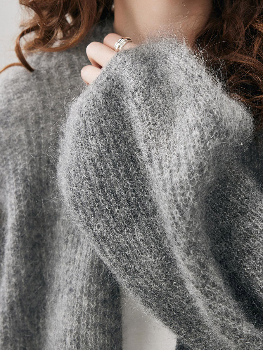 COMOBOCA Women's Mohair Fluffy Open Front Cardigan