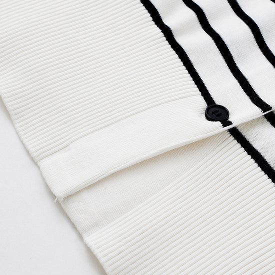 COMOBOCA Women's Striped Short Sleeve Knit Cardigan