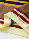 COMOBOCA Women's Multi Striped Mesh Knit Round Neck Sweater