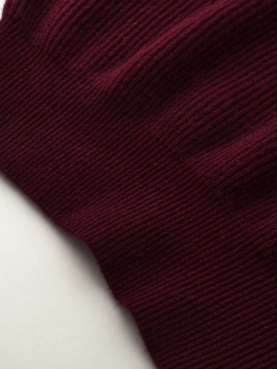 COMOBOCA 100% Cashmere Women's Ribbed Knit Hoodie