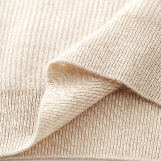 COMOBOCA 100% Cashmere Women's Ribbed Sailor Collar Knit Sweater