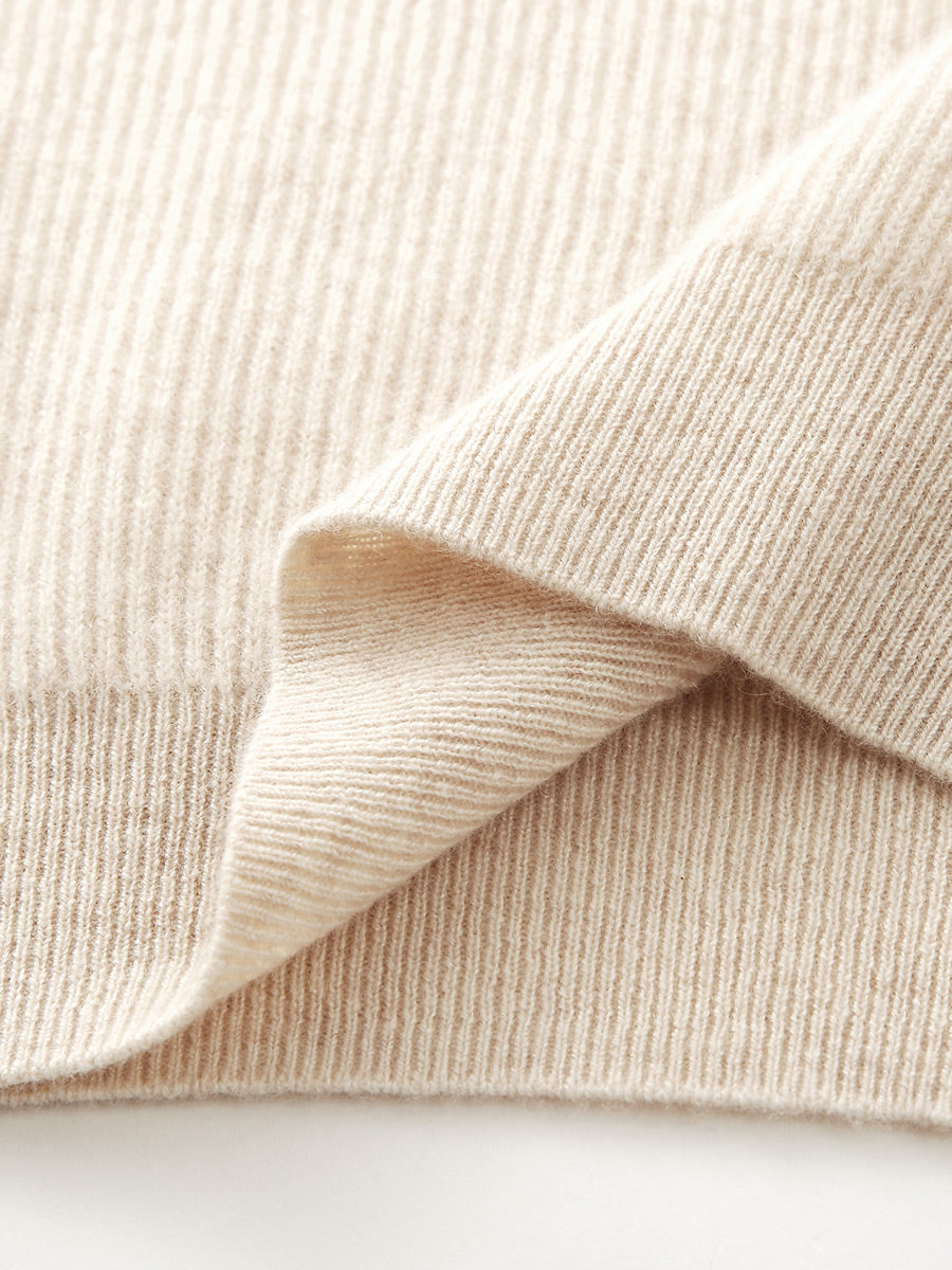 COMOBOCA 100% Cashmere Women's Ribbed Sailor Collar Knit Sweater