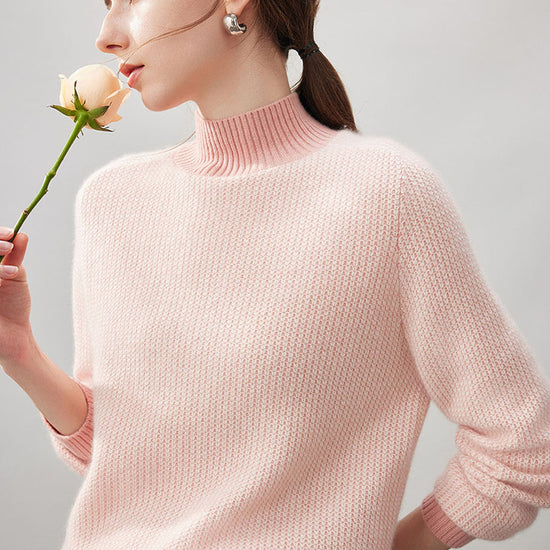 COMOBOCA 100% Cashmere Women's Mock Neck Knit Sweater