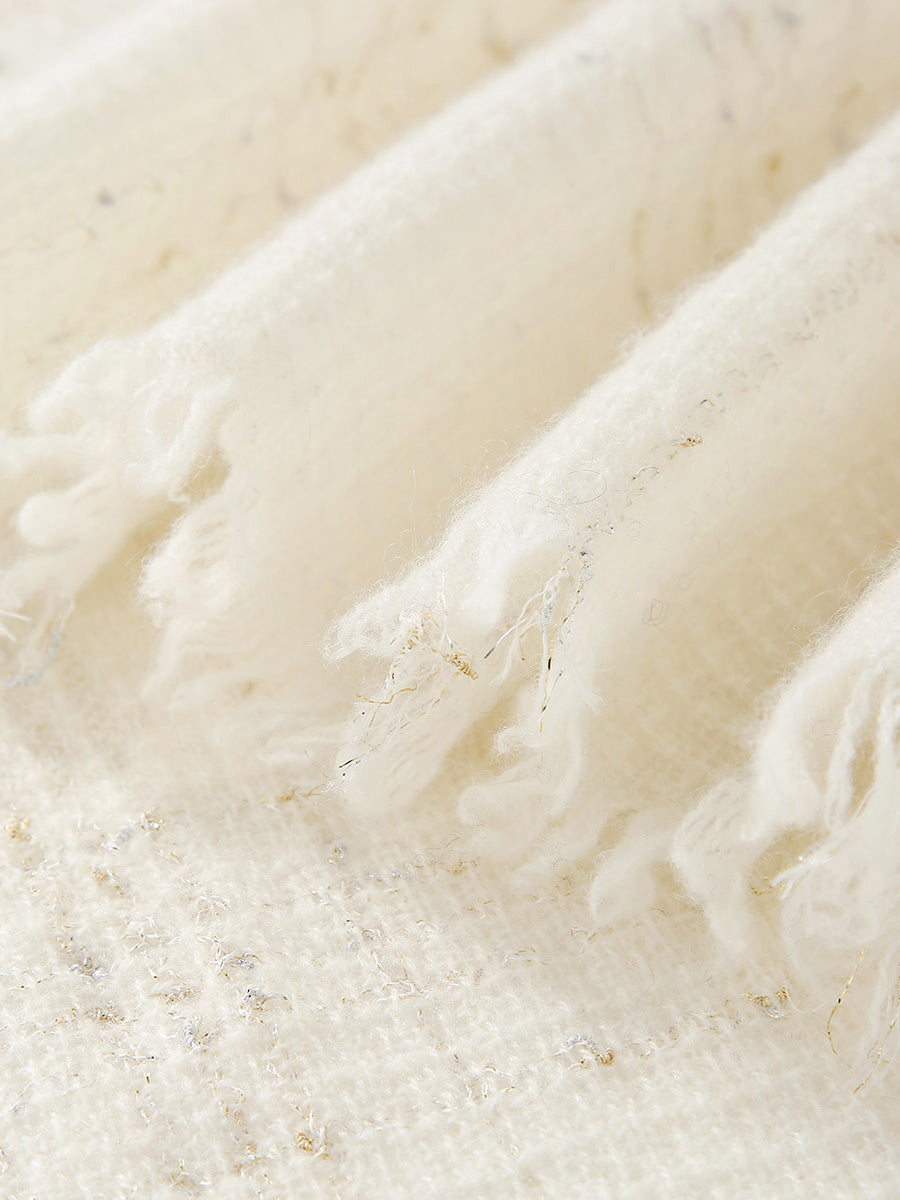 COMOBOCA 100% Cashmere Scarf with Fringes and Metallic Shimmer
