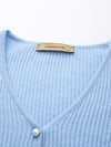 COMOBOCA 100% Cashmere Women's Faux Button Sweater with Lace Cuff