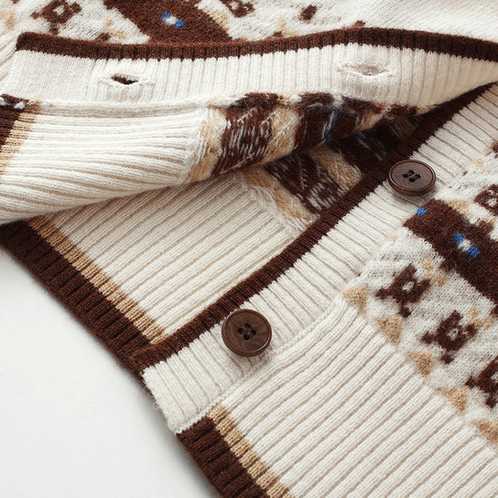 COMOBOCA 100% Wool Women's Fair Isle Knit Hoodie