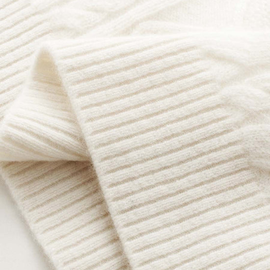 COMOBOCA 100% Cashmere Women's Cable Knit Round Neck Sweater