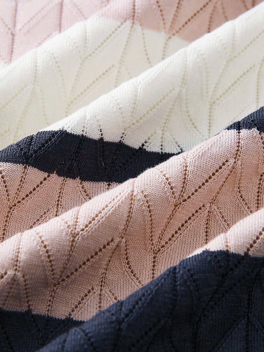 COMOBOCA Women's Striped Color Block Sweater