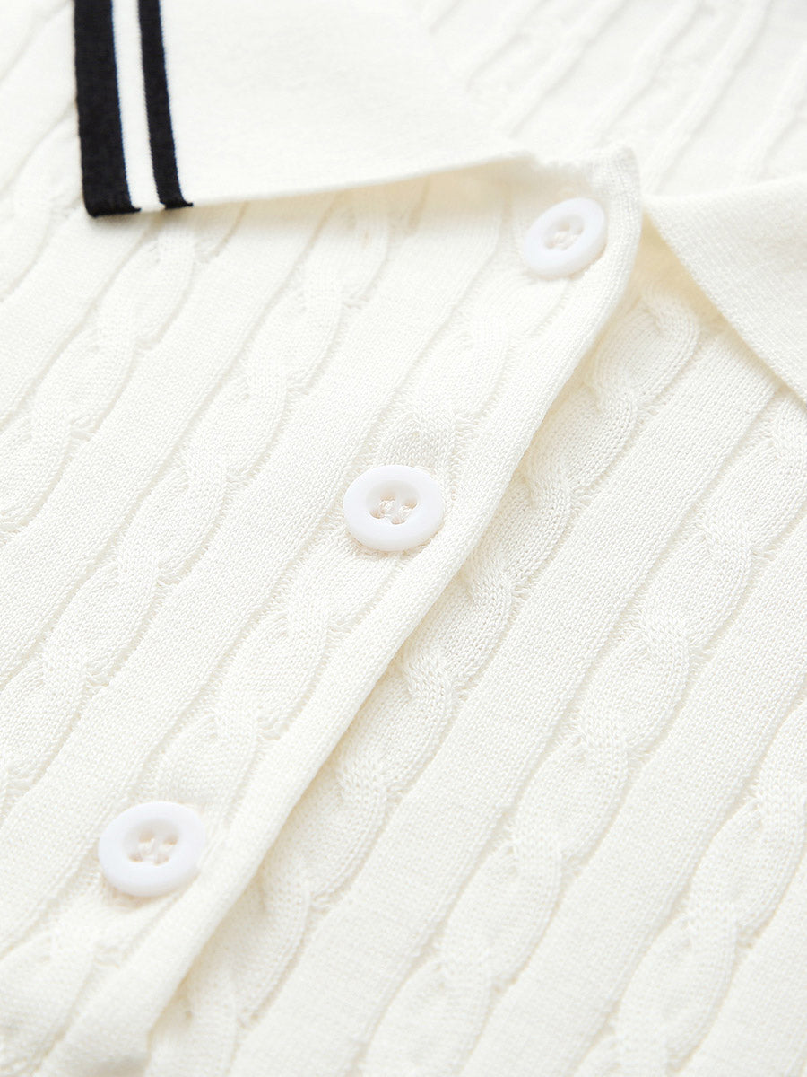 COMOBOCA Women's Cable Knit Polo T-Shirt