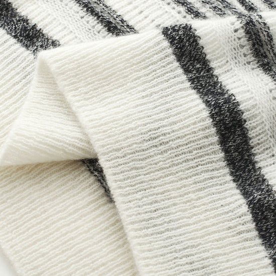 COMOBOCA 100% Cashmere Women's Striped Knit Round Neck Sweater