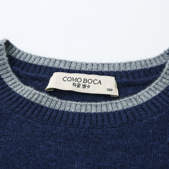 COMOBOCA 100% Wool Kids' Nordic Reindeer Pattern Knit Sweater