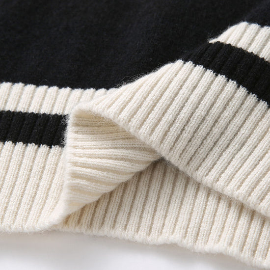 COMOBOCA 100% Cashmere Women's Panda Pattern Polo Collar Sweater