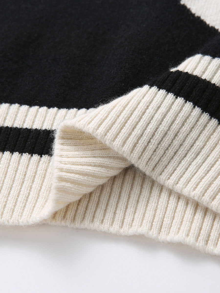 COMOBOCA 100% Cashmere Women's Panda Pattern Polo Collar Sweater