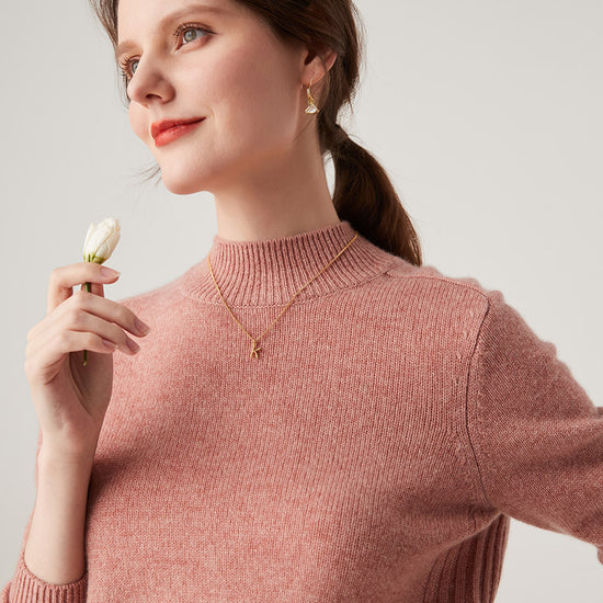 COMOBOCA 100% Cashmere Women's Mock Neck Knit Sweater