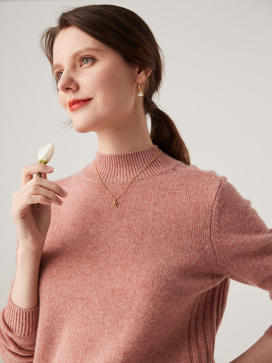 COMOBOCA 100% Cashmere Women's Mock Neck Knit Sweater