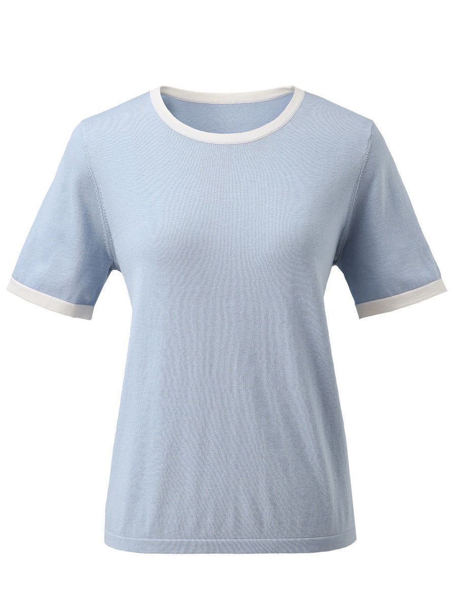 COMOBOCA Women's Retro Ringer Cotton Silk T-Shirt