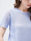 COMOBOCA Women's Lace Trim Knit T-Shirt