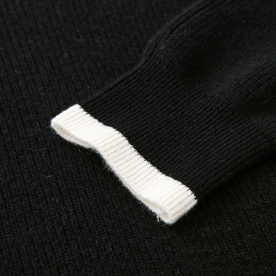 COMOBOCA 100% Cashmere Women's Contrast Trim Dual Zip Pocket Cardigan