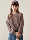 COMOBOCA Coffee 100% Wool Women's Knit Pullover Sweater